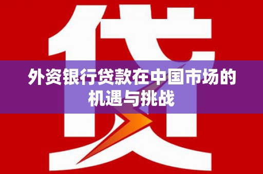 曲江外资银行贷款在中国市场的机遇与挑战