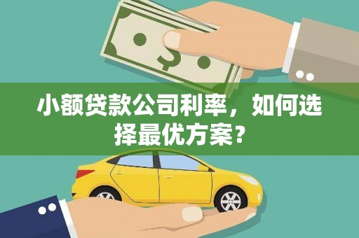 曲江小额贷款公司利率，如何选择最优方案？
